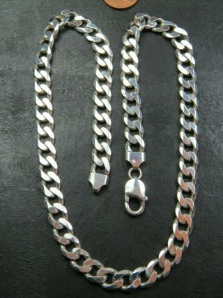 Heavy Vintage Sterling Silver Cuban Curb Link Necklace Chain 20 Inch C.  1990