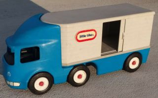 Little Tikes Ride On 23 " Blue Semi Moving Truck Tractor Trailer Big Rig Vintage