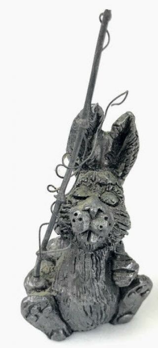 Collectible Pewter Gone Fishing Rabbit Figure.