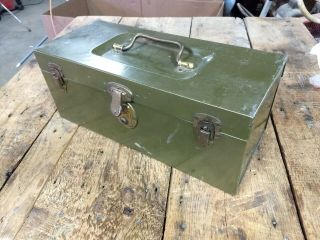 Vintage Green Tool Box Or Storage Steel Box Trays Fishing Tackle Metal Storage