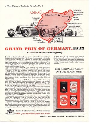 1935 Grand Prix Of Germany 1963 Kendall Oil Ad