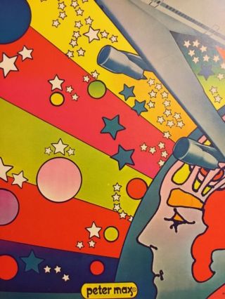 Vintage Peter Max PAN AM 747 Airliner Airplane Psychedelic Pop Stars Art Poster 3