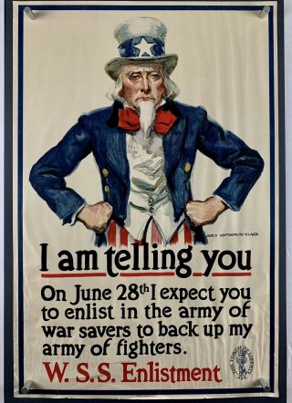 Uncle Sam World War 1 Poster (vg) 1918 20x30 Wwi James Montgomery Flagg