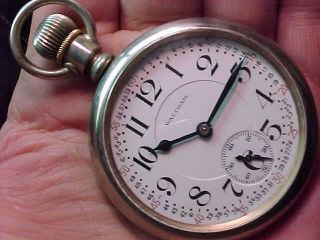 1918 21j Waltham Crescent St.  Montgomery Dial Railroad Antique Pocket Watch.  Runs