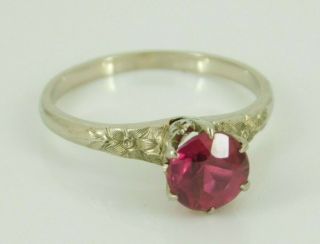 Vintage / Antique Ostby Barton Art Deco 14k Gold Ruby Ring Size 5.  75
