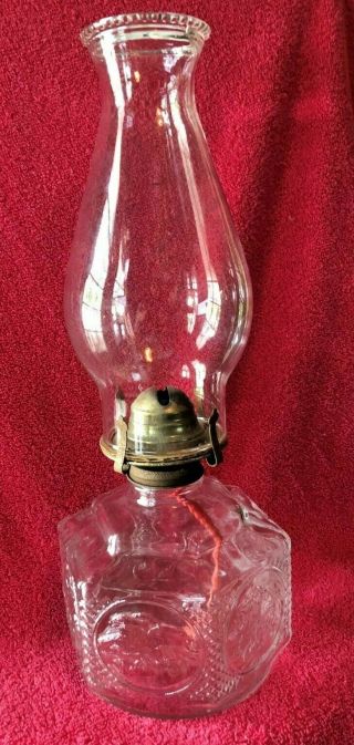Vintage Lamplight Farms Clear Glass 6 Sided Oil Hurricane Lamp