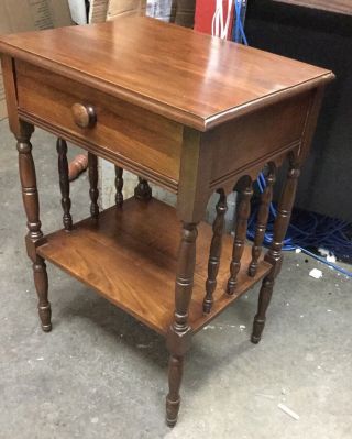 Vintage Spindle Side Nightstand With Drawer