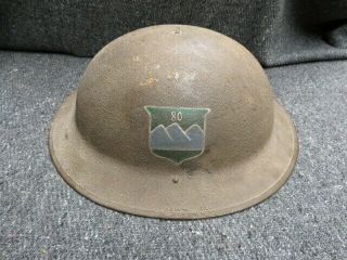 Wwi Us Model 1917 Helmet W/ Painted 80th Division Insignia -