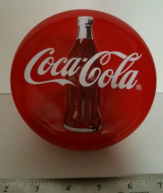 Vintage Coca - Cola Coke Red Button Tin Embossed Metal Storage Box Classic