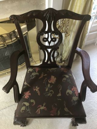 Pair Baker Chippendale Mahogany Claw Foot Arm Chair Excellnt Buyer Pays 2