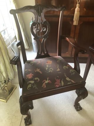 Pair Baker Chippendale Mahogany Claw Foot Arm Chair Excellnt Buyer Pays 3