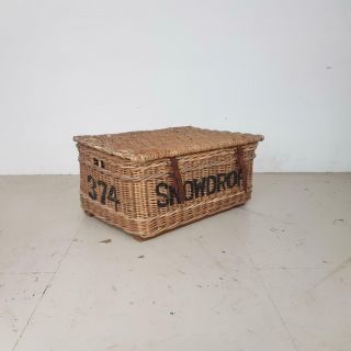 Vintage Industrial Wicker Laundry Basket Storage Toy Sewing Kitchen 2673
