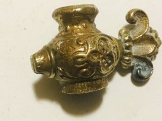 Antique Brass Victorian Gas Light Lamp Valve Fleur De Lis Design Top
