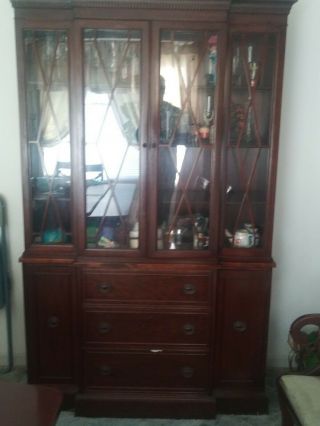 Dining Room Table Set With Leaves 8 " 6 Chairs,  China Cabinet And Dresser