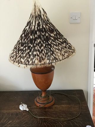 Porta Romana Large Vintage Porcupine Quill Lampshade Table Lamp In Order