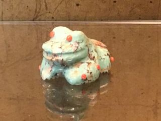 Stunning Green Turquoise Frog Zuni Fetish Carving By Hayes Leekya 2000 Signed