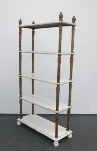 Vintage French Country Cottage Chic Shabby White Rustic Bookcase Bookshelves