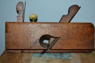 Antique Wooden Wood Molding Plane 1/2 " Grooving With Stop & Brass