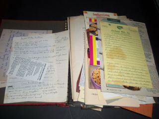 Large Vintage Photo Album Full Of Recipes Handwritten And Cutouts