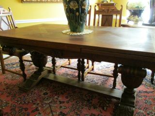 Antique French Dining Room Table and Six Chairsl 3