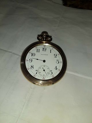 Antique 1915 Waltham Pocket Watch 17 Jewel Size 16s Gold Filled Open Face