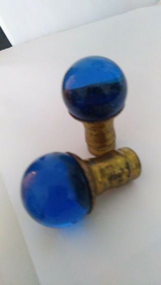 1 Vintage Cobalt Blue Glass Lamp Ball Finial Made To Screw On 1/8pipe1 1/8tall