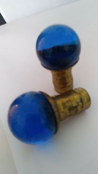 1 Vintage COBALT Blue Glass Lamp Ball Finial Made to screw on 1/8PIPE1 1/8tall 2