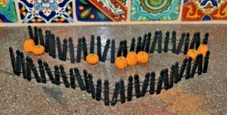 Dept 56 Halloween Fence Set Of 2 / One With Pumpkins / Come See