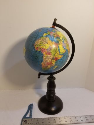 Antique Style Rotating Globe Earth Geography Ocean World Desktop Tall Wood Stand