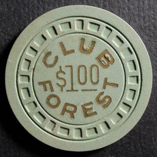Vintage $1.  00 Club Forest Illegal Casino Gambling Chip Orleans Louisiana