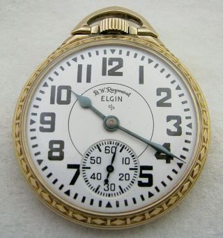 Antique 16s Elgin Bw Raymond 21 Jewel Gold Filled Railroad Pocket Watch