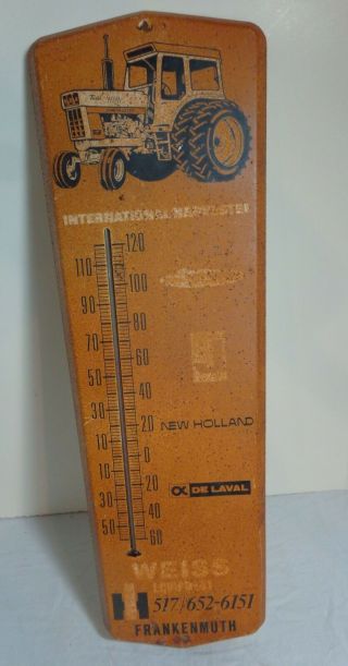 Vintage International Harvester 24 " Metal Thermometer Weiss Frankenmuth Michigan