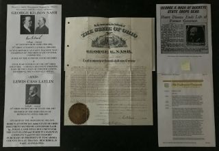 Civil War Vet 150th Ohio Infantry Governor Atty General Judge Document Signed Vf