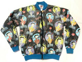 Betty Boop Vintage 1995 King Features Syndicate Graphic Bomber Jacket Size Med