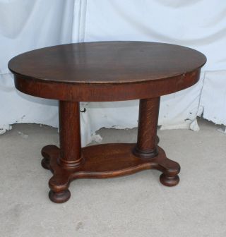 Antique Oak Oval Library Table – Finish