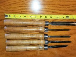 Set Of 5 Vintage Wood Lathe Tools