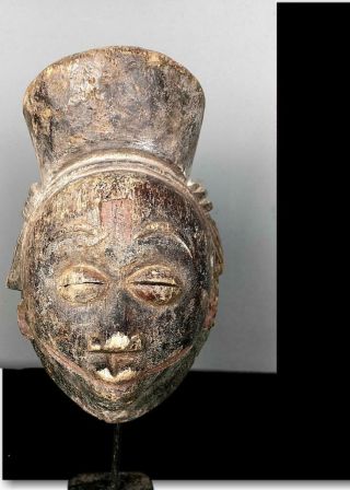 Old Tribal Unusual Black Punu Okuyi Mask - - Gabon
