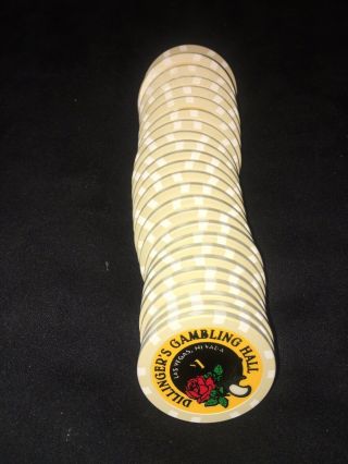 25 Dillinger Gambling Hall Pro Poker Chips.  25 $1 Chips.