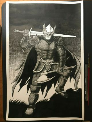 Batman (medieval) Art Sketch Commission 11x17