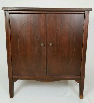 Mid - Century Record Album Cabinet End Table Stereo Stand Mahogany Wood Vintage 2