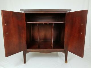 Mid - Century Record Album Cabinet End Table Stereo Stand Mahogany Wood Vintage 3