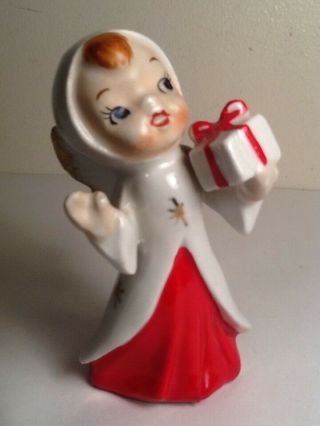 Vintage Made In Japan Christmas Angel Holding Package Figurine
