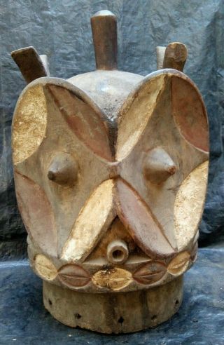 Drc Bembe Casque Mask From Fizi Congo Africa Wood Primitive Antique Congolese