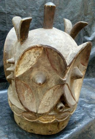 DRC Bembe Casque Mask From Fizi Congo Africa Wood Primitive Antique Congolese 3