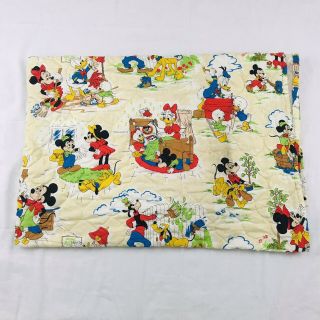 Vintage Disney Quilt Blanket Mickey Mouse Club Friends Bedding Twin