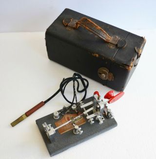 Vintage Vibroplex Telegraph Key / Bug W/ Case Morse Code Keyer