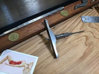 Antique Brown & Sharpe Micrometer Depth Gauge Hand Tool - Machinist Mill Measure 3