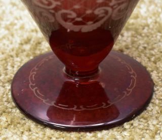 two Ruby Red cut to clear Bohemian crystal glass decanter bottles 2