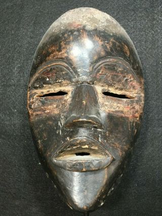 Dan Deangle Mask,  Liberia,  Vintage African Art With Stand