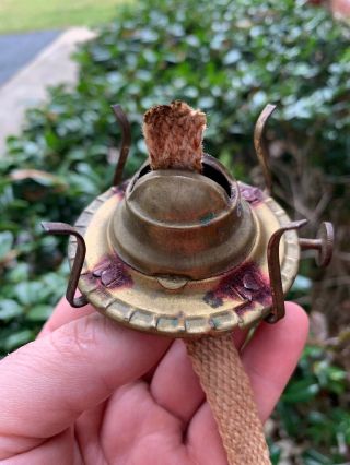 No.  1 Size Antique Kerosene Oil Lamp Burner With Patina & Wick Installed